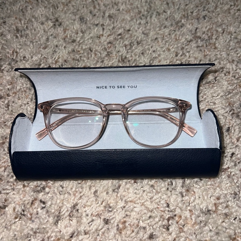 Warby Parker Stylish Pink Glasses with Case